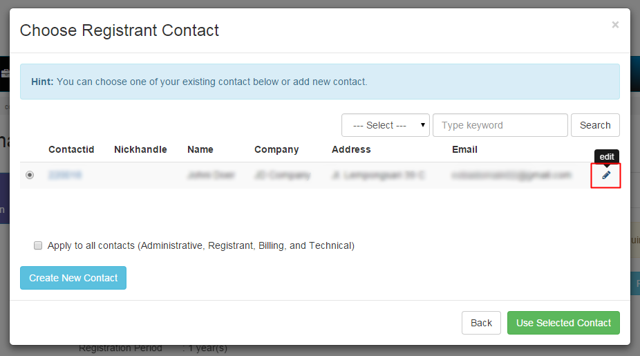 3. Choose Contact to Edit