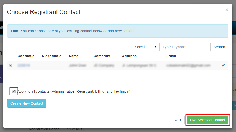 5. Use Selected Contacts